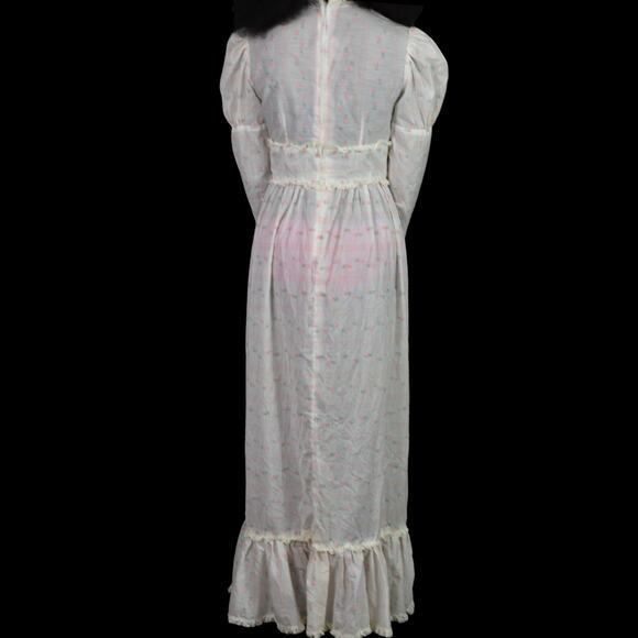 Vintage Vicky Vaughn Prairie Dress White Maxi Embroidered Gigot Puff Sleeve XXS - Picture 15 of 16